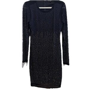Haute Monde Black Iridescent Accents Long Sleeve Dress Juniors‎ Large